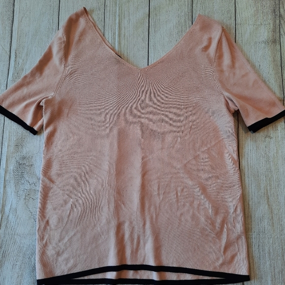 Talbots •Sz 1X• Pink Knit Short Sleeve V-neck Top - Picture 1 of 7